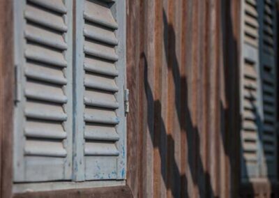 Detail of Closed Grey Shutters